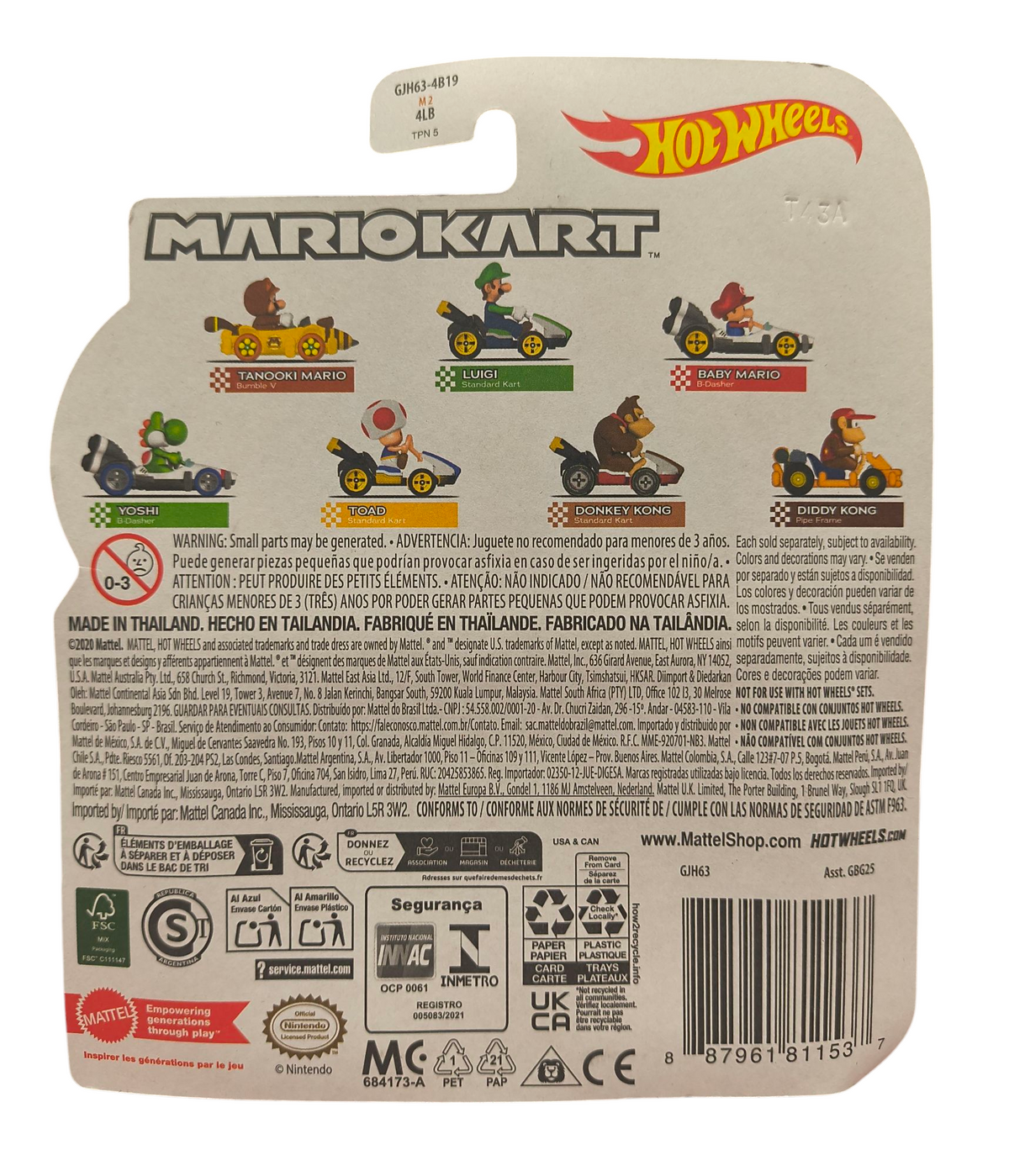 2020 Mattel Hot Wheels Mario Kart Toad 1:64 Diecast image 2
