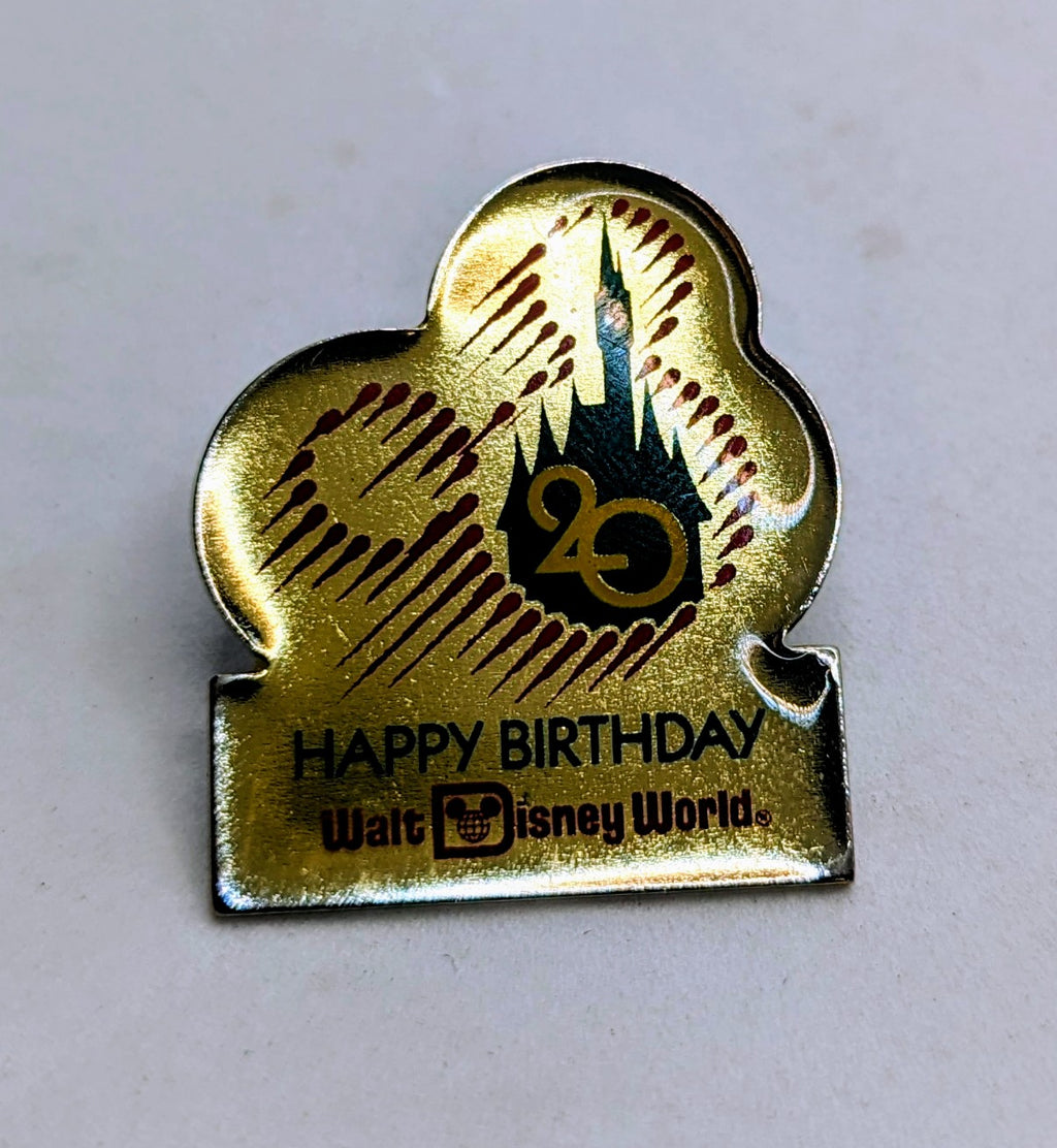 1991 Walt Disney World Happy 20th Birthday Castle Mickey Mouse Icon Pin