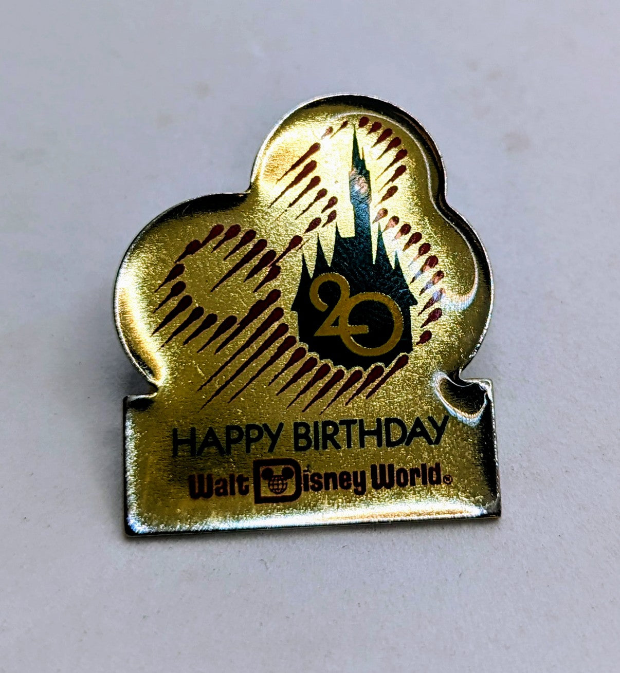 1991 Walt Disney World Happy 20th Birthday Castle Mickey Mouse Icon Pin