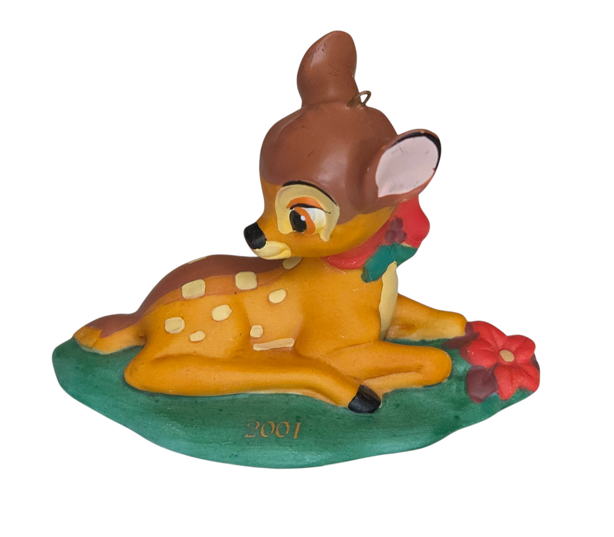 2001 Grolier Disney Porcelain Bambi Dated Christmas Ornament 3 1/4” (T100)