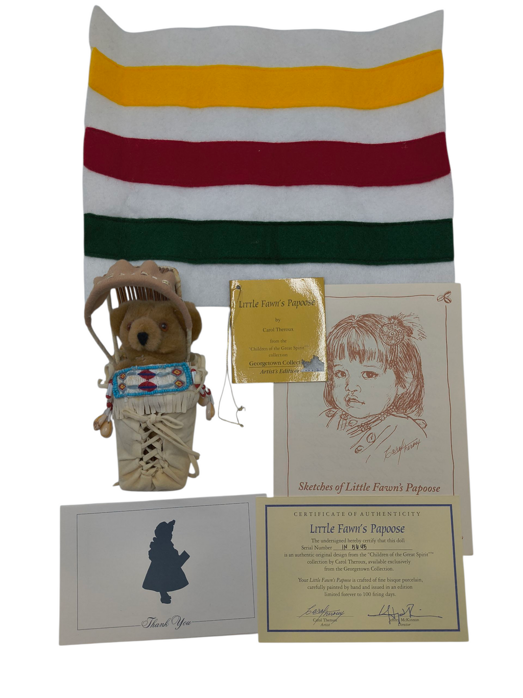1994 Georgetown Collection Little Fawn's Papoose Native American Porcelain Doll image 2