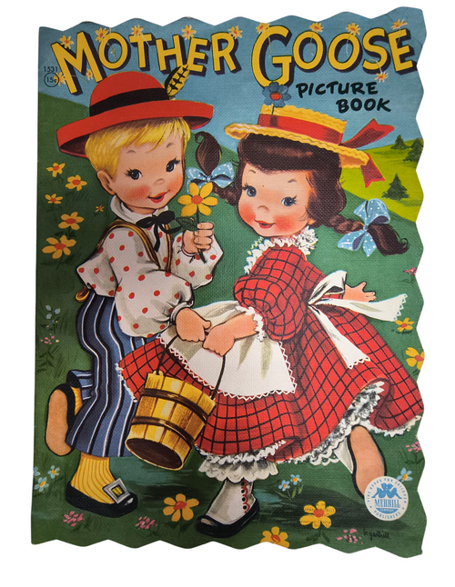 1948 Merrill Scallop Edge Gartrell Mother Goose Nursery Rhymes Softcover Book