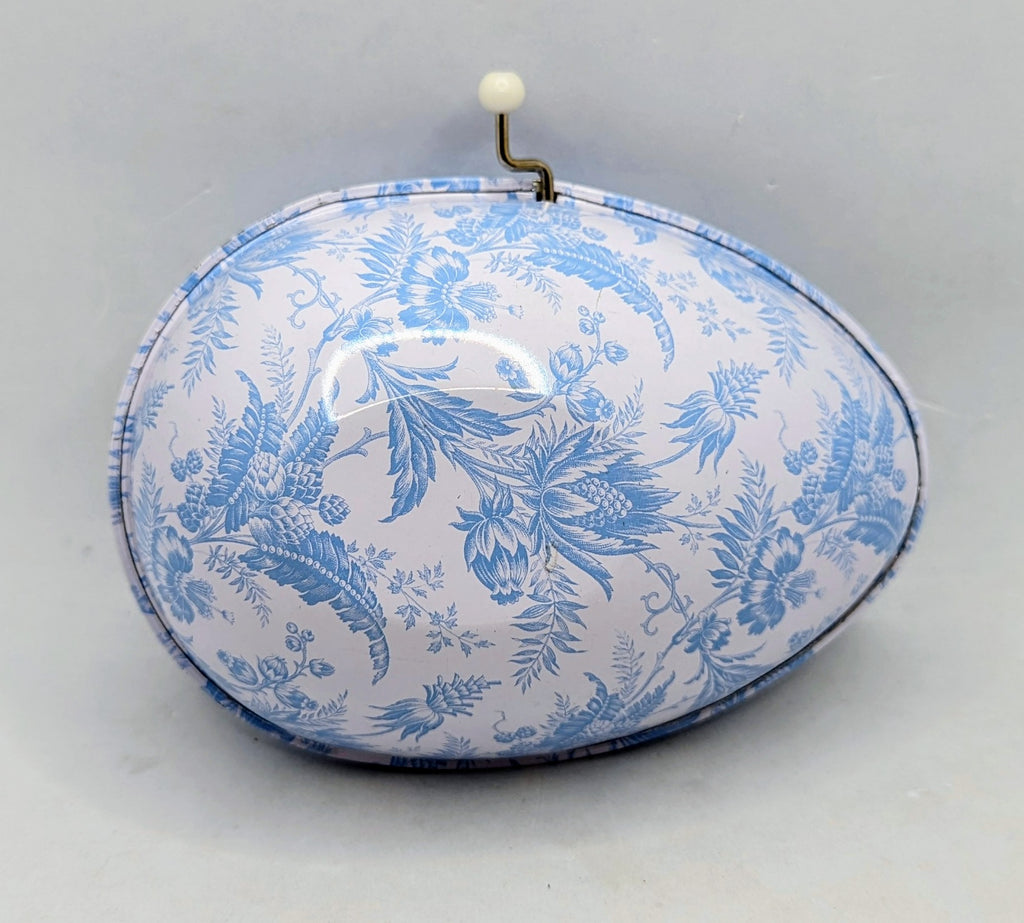 Vintage 50s Mattel Style Blue Pattern Musical Tin Wind-up Litho Egg image 3
