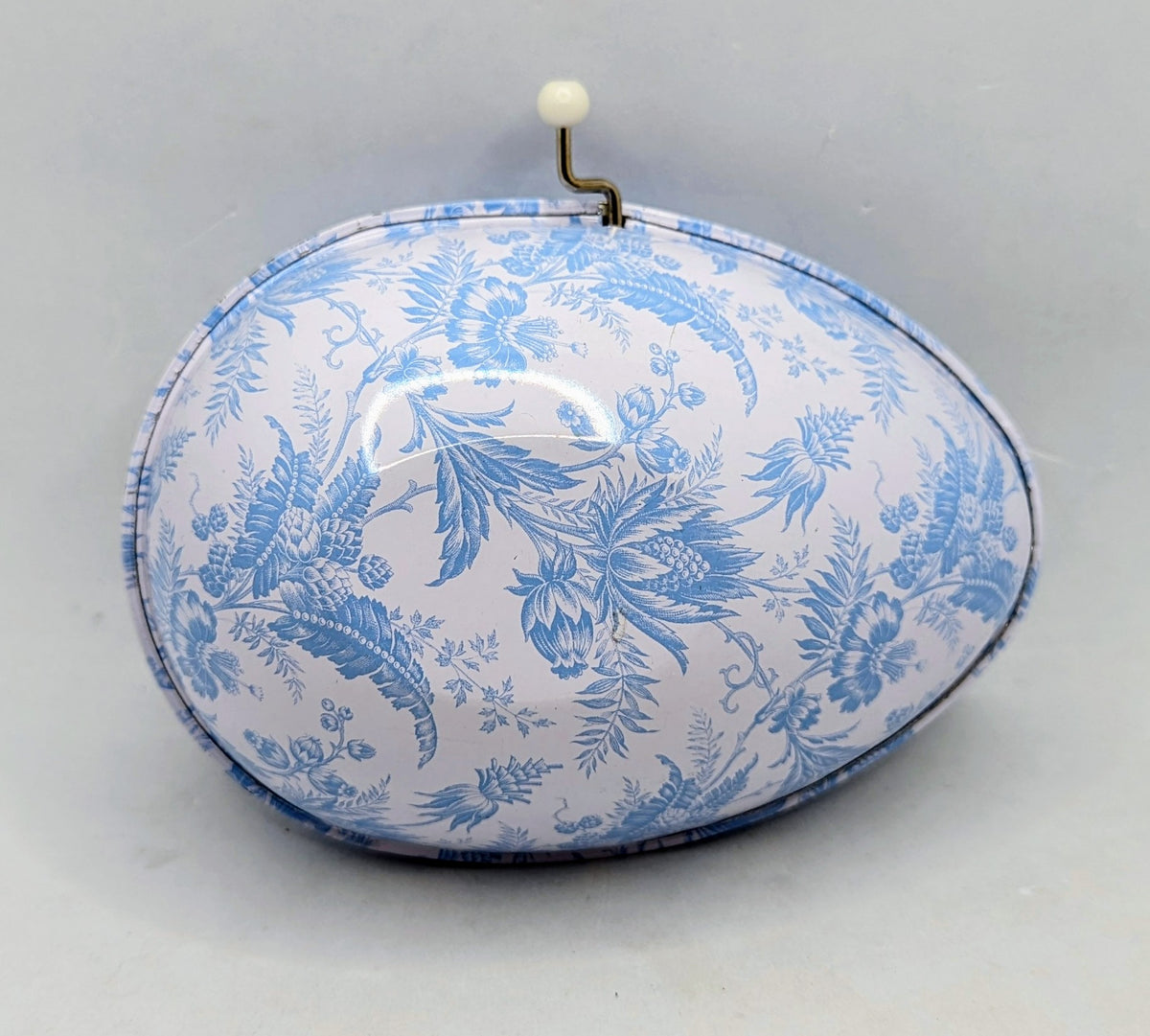 Vintage 50s Mattel Style Blue Pattern Musical Tin Wind-up Litho Egg image 3