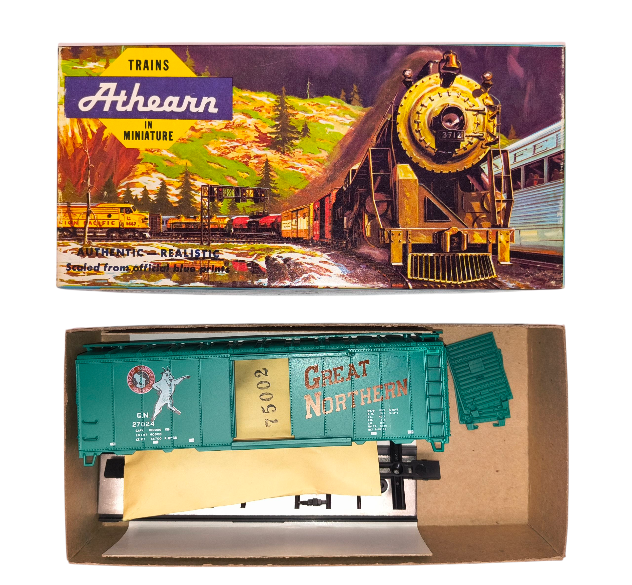 Athearn HO Scale 1223 Great Northern 40’ Box Car GN 27024 Unbuilt Kit