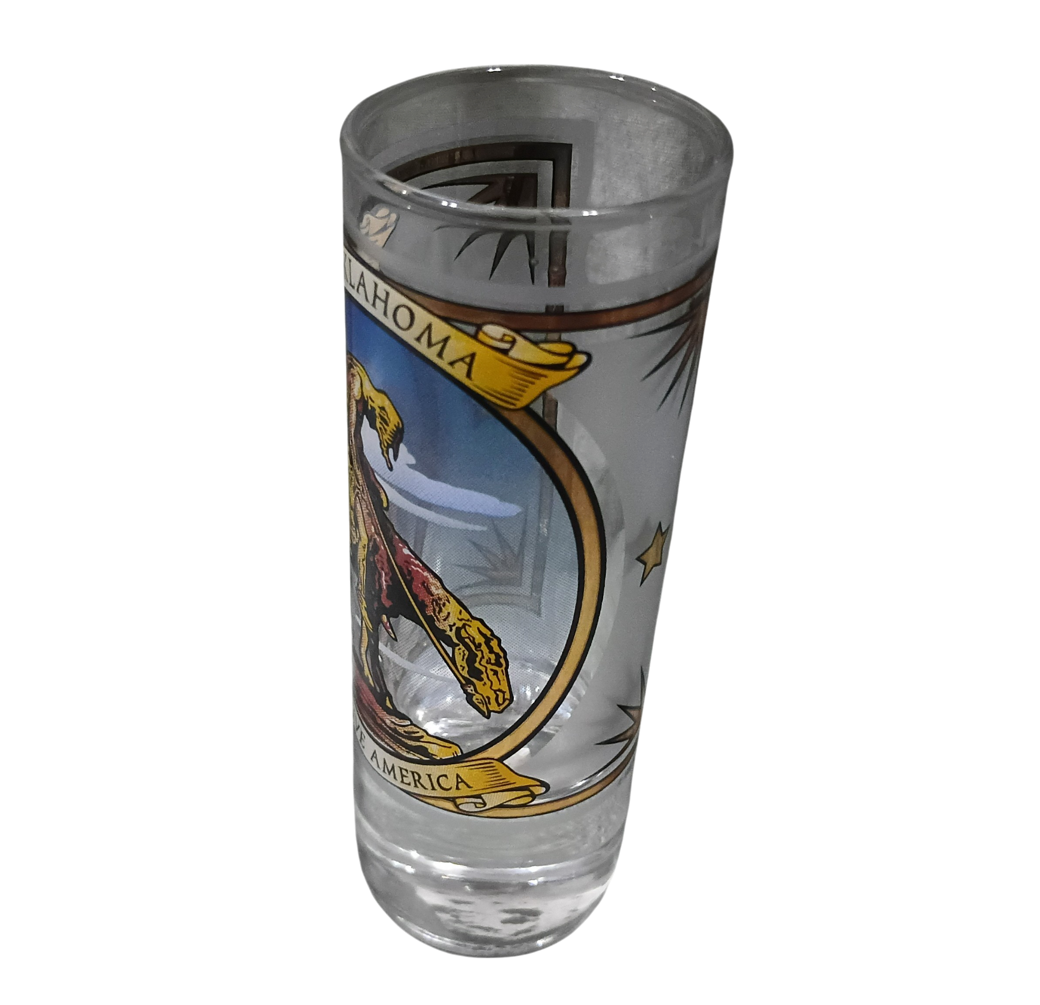 Vintage Real Time Oklahoma Native America Tall Shot Glass image 2
