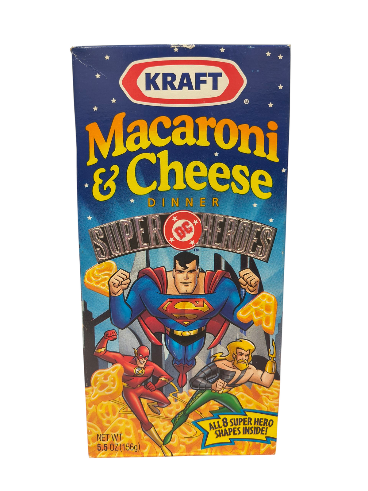 1998 Kraft Macaroni Cheese DC Super Heroes Box Superman The Flash Aquaman