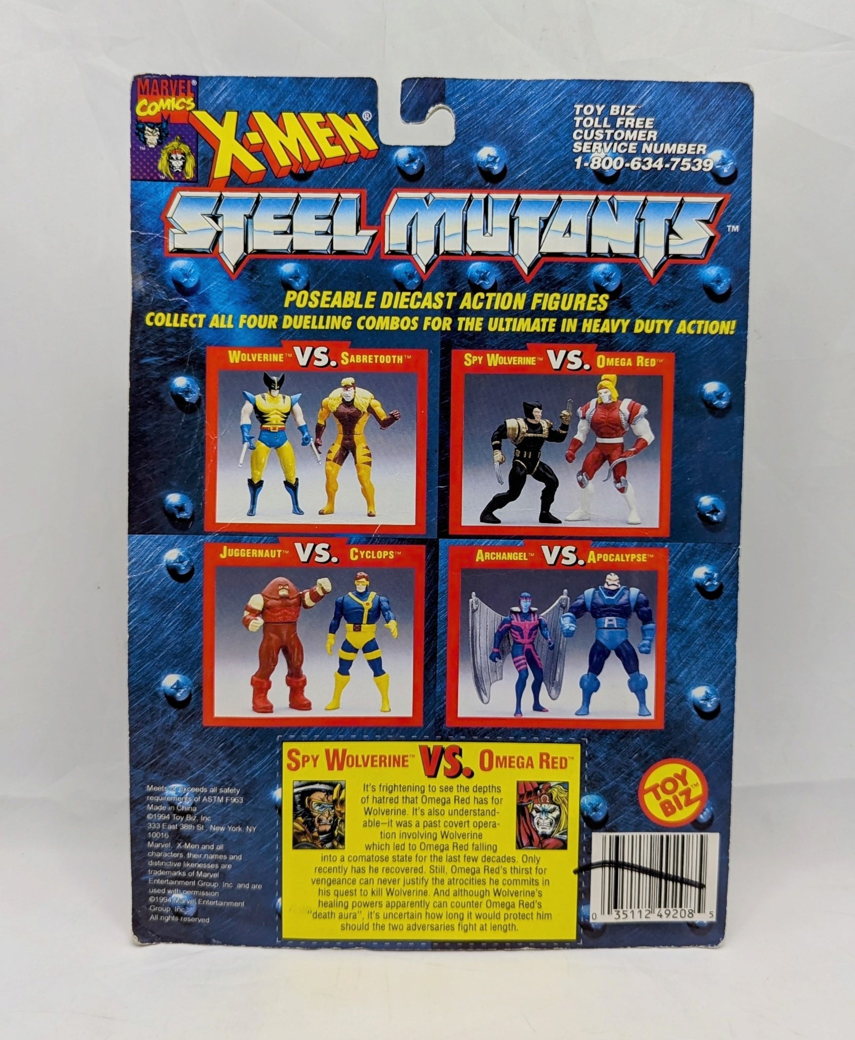 1994 Toybiz Marvel Comics X-Men Steel Mutants Spy Wolverine & Omega Red image 2