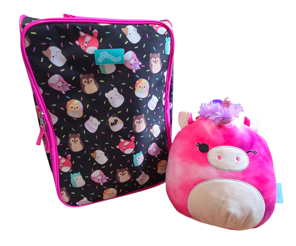 Squishmallows Lola Unicorn 2pc Travel Set with 18" Luggage and 10" Plush Backpac