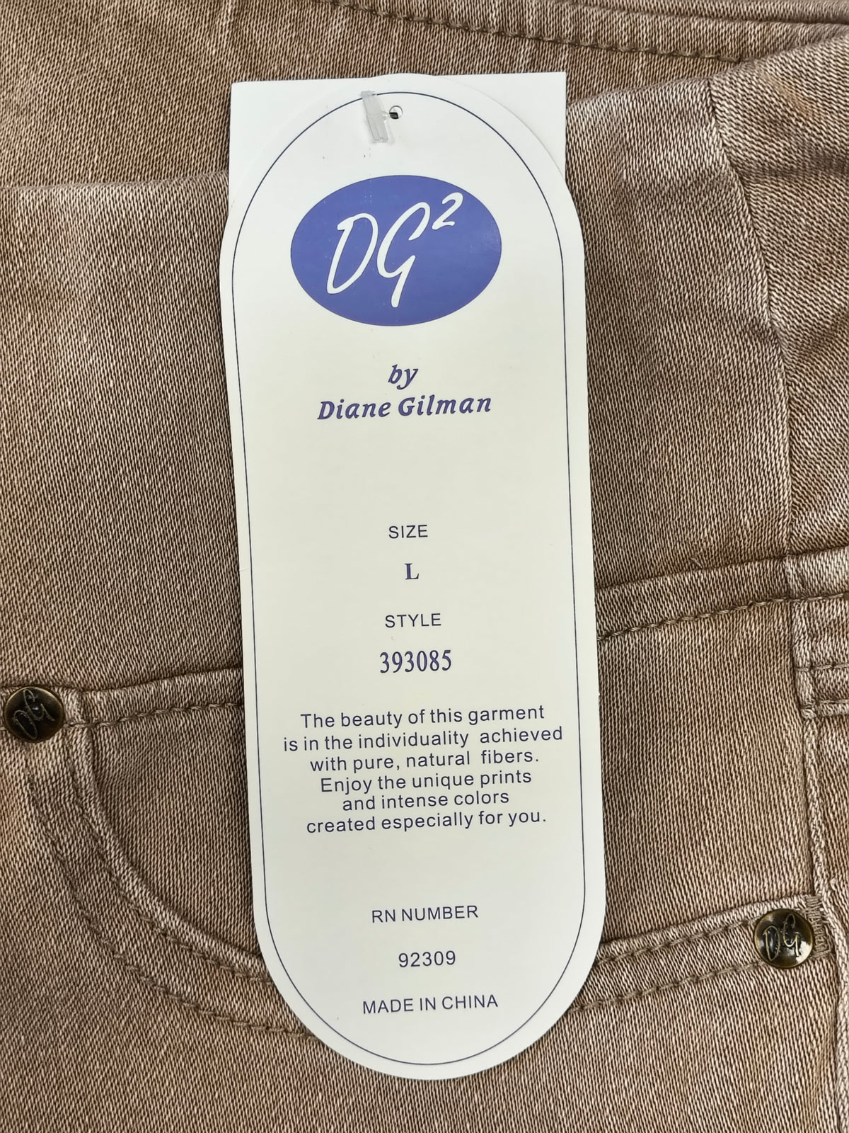 DG2 by Diane Gilman Camel Bootcut Distressed Pants Size Large Style 393085 image 3
