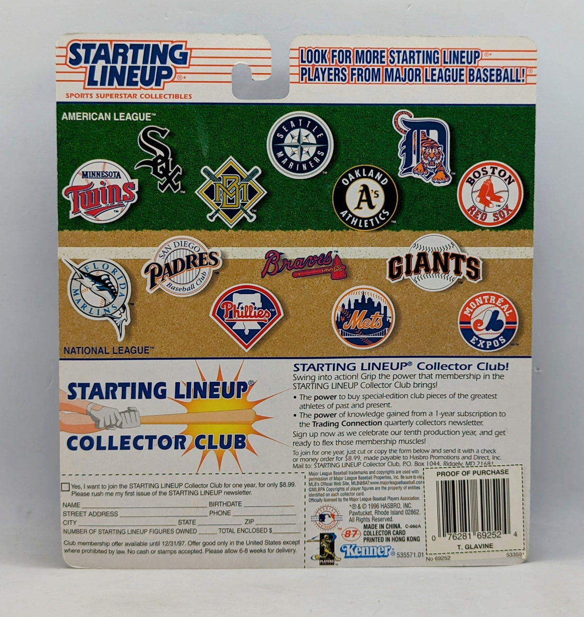 1997 Starting Lineup Tom Glavine Atlanta Braves Baseball Figure image 2
