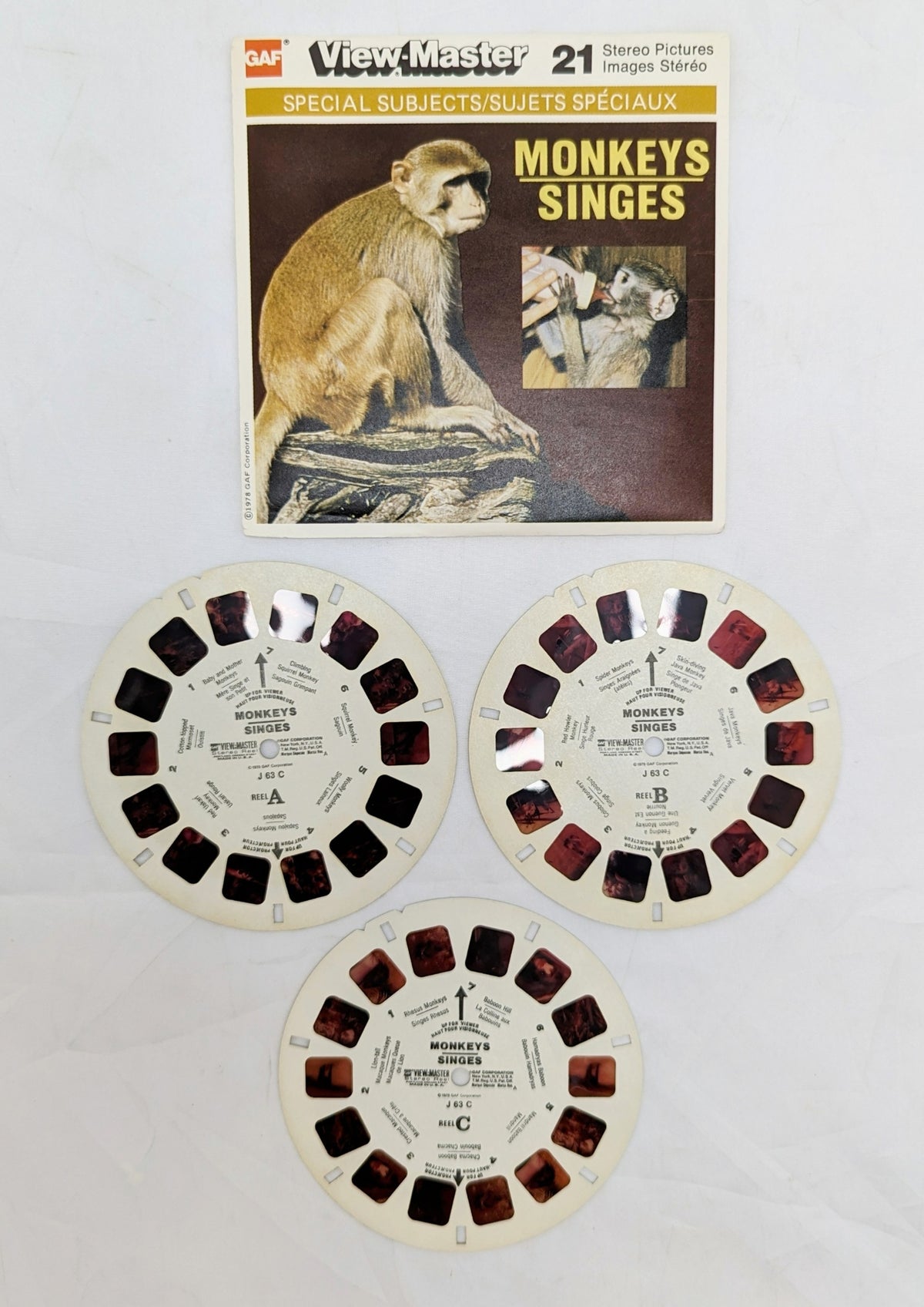 1978 GAF View-Master Monkeys 21 Stereo Pictures 3 Reel Pack image 3