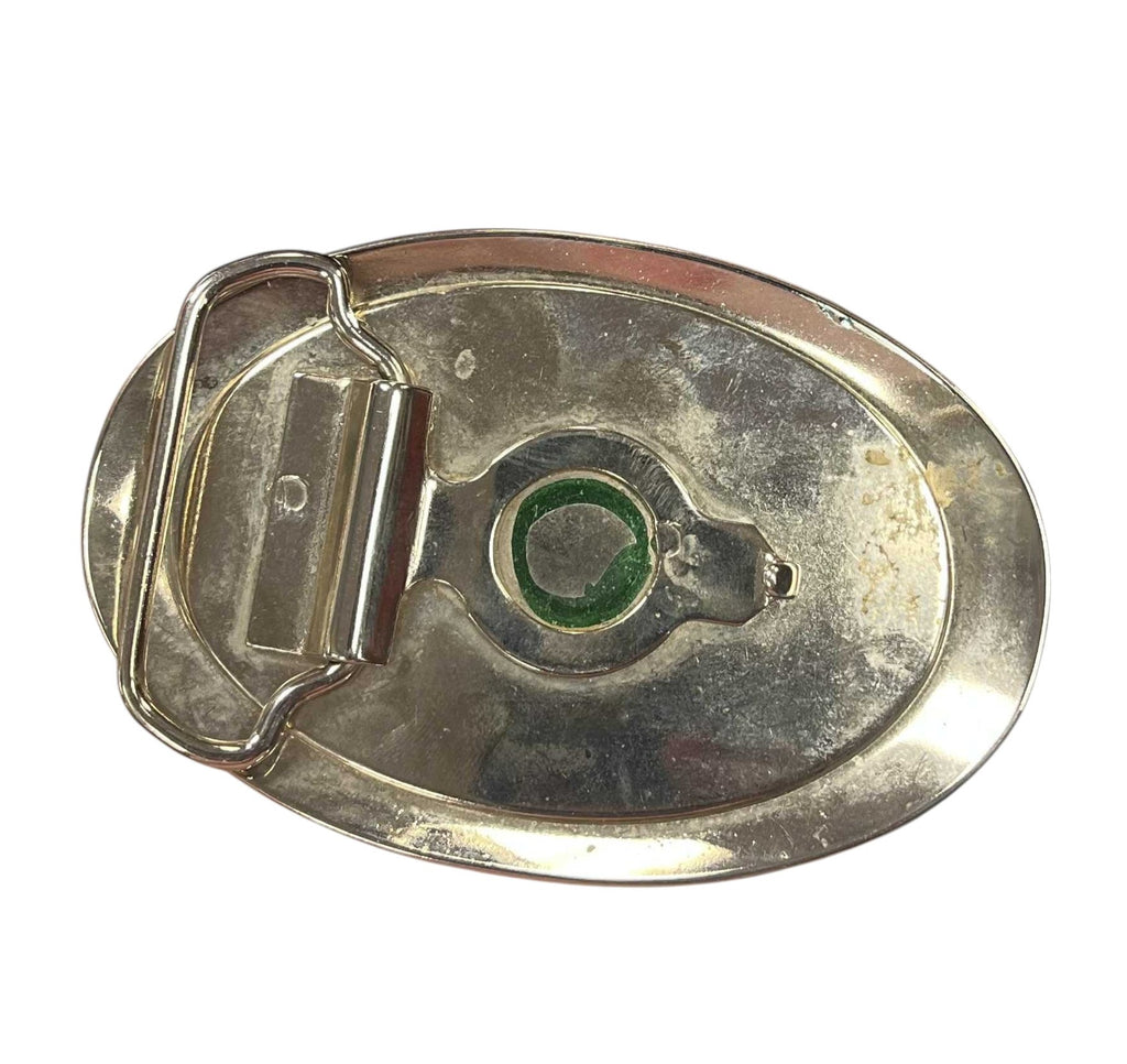 Vintage Chrome Belt Buckle With Round Pic Of Square Dancers / Tango image 2
