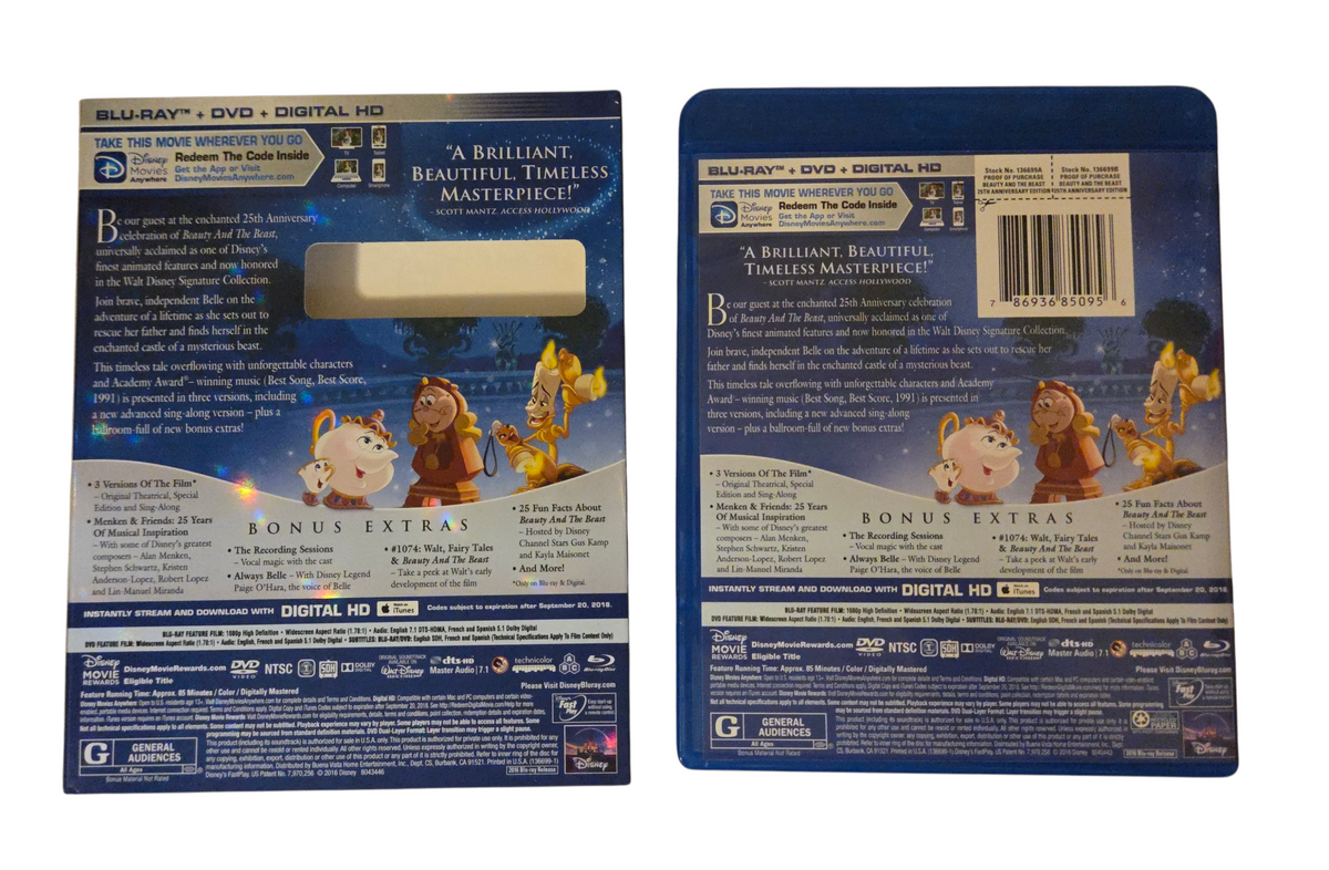 2016 Disney Beauty and the Beast 25th Anniversary Blu-ray + Digital - No DVD image 3