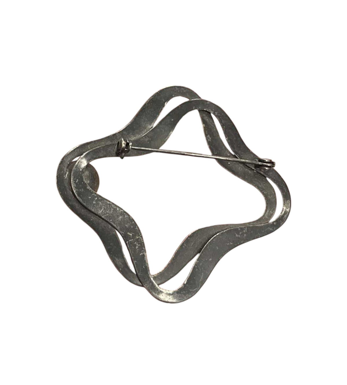 Vintage Overlapping Square Modernist Style Silver Art Brooch Pin image 2