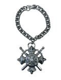 Miriam Haskell Midieval Armour Arms Royal Shield Silver Tone Bracelet - DT
