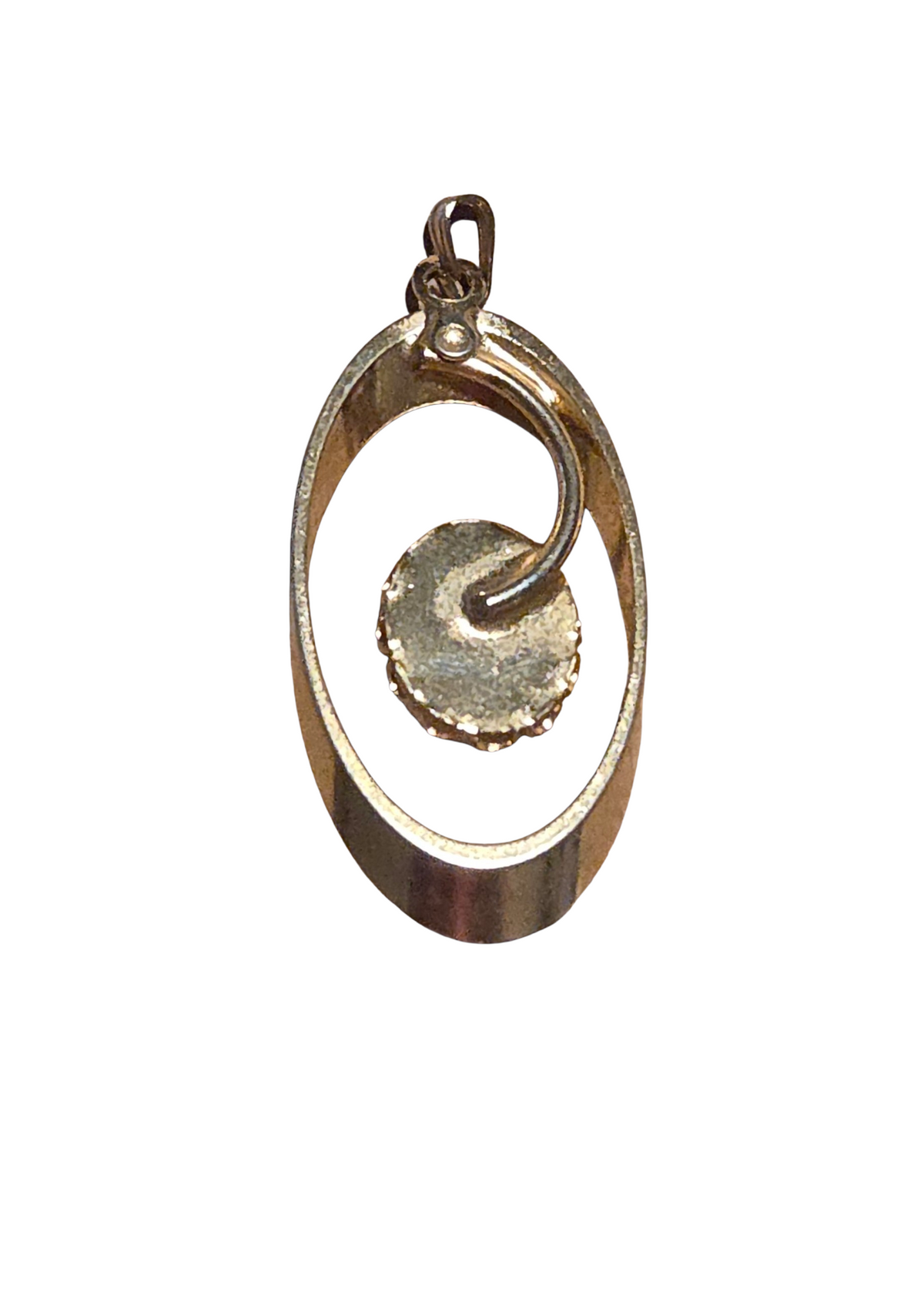 Vintage Gold Tone Oval Pendant With Moonstone In The Middle Necklace Pendant image 2