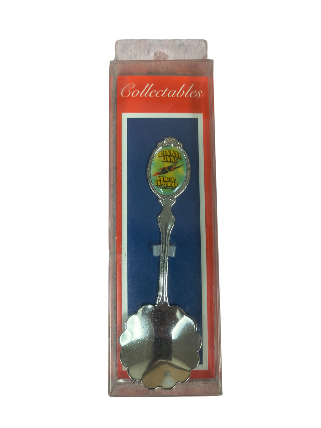 1991 Superman Souvenir Spoon Metropolis IL Illinois Home of Superman Silver Tone