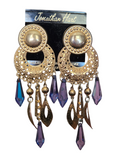 Jonathan Hart Chandelier Dangling Earrings Gold Tone w/ Crystals