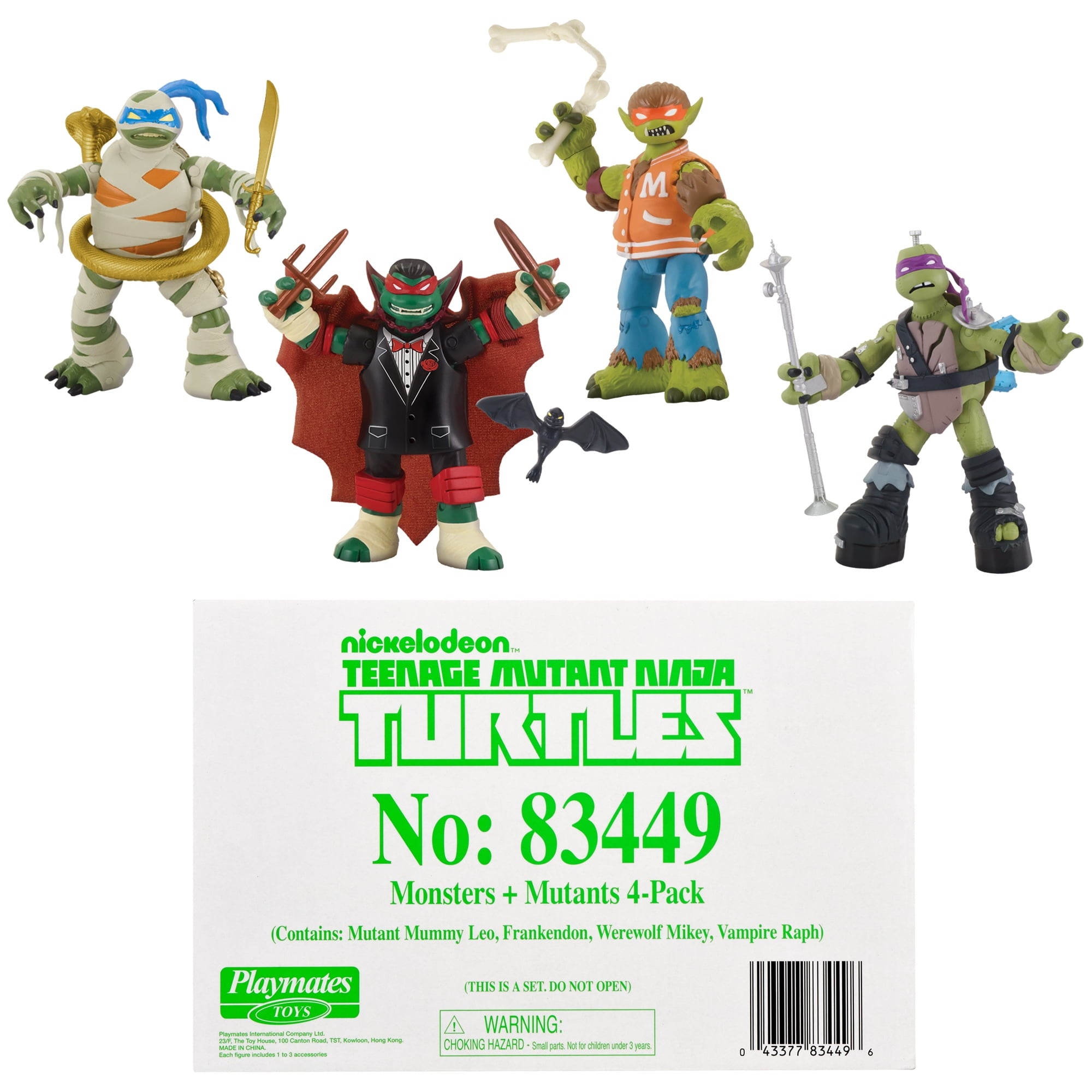Playmates TMNT Monsters + Mutants 4 Pack Action Figure Bundle Set