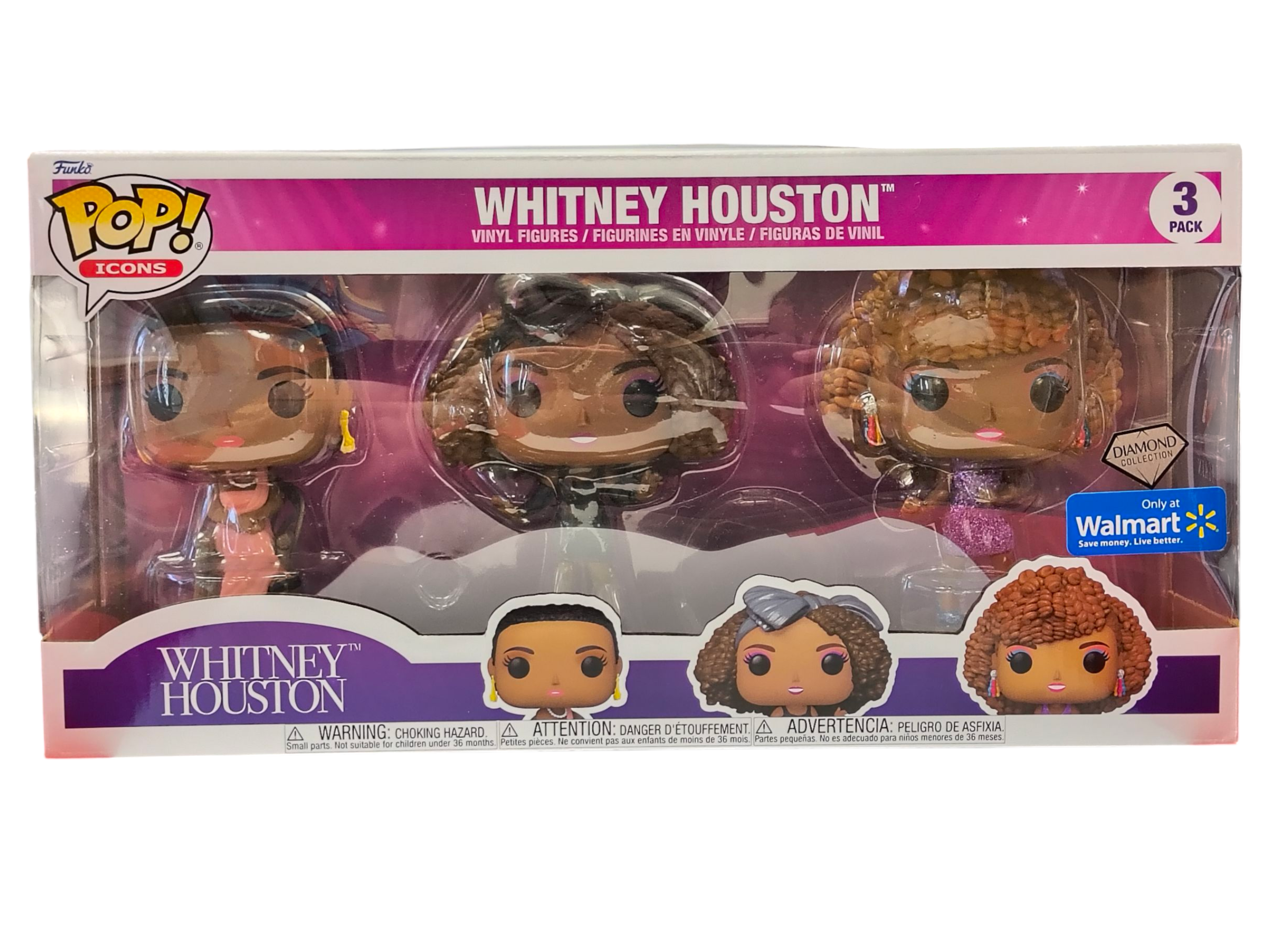 Funko Pop Icons Whitney Houston 3 Pack Walmart Exclusive Diamond Collection