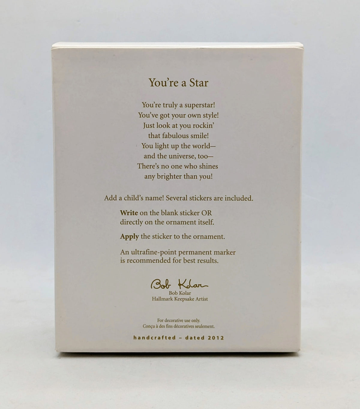 2012 Hallmark Keepsake You're A Star Personalized Ornament image 2