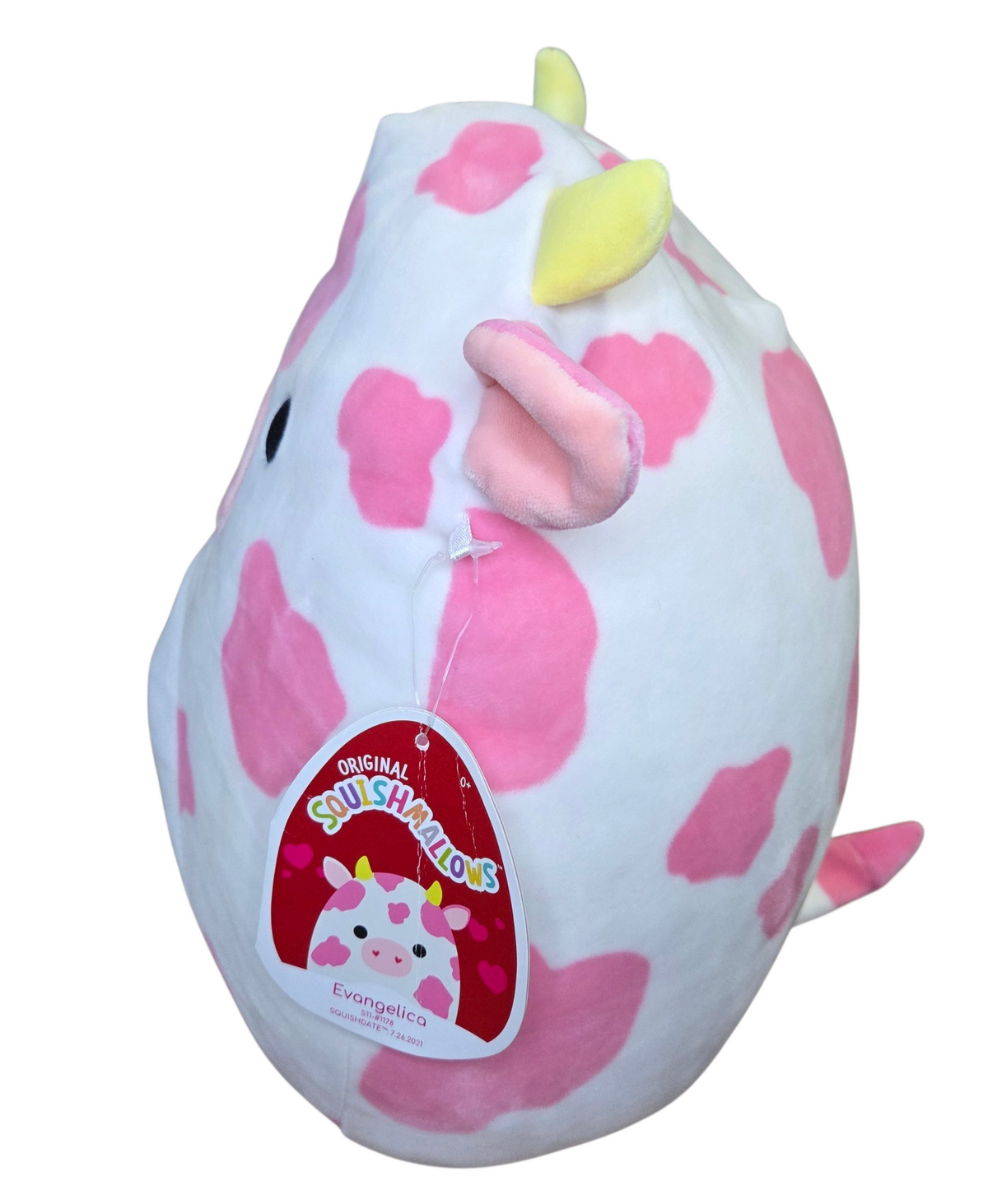 2021 Kellytoy Squishmallows Evangelica Pink Spots White Cow 11" Plush Animal image 3