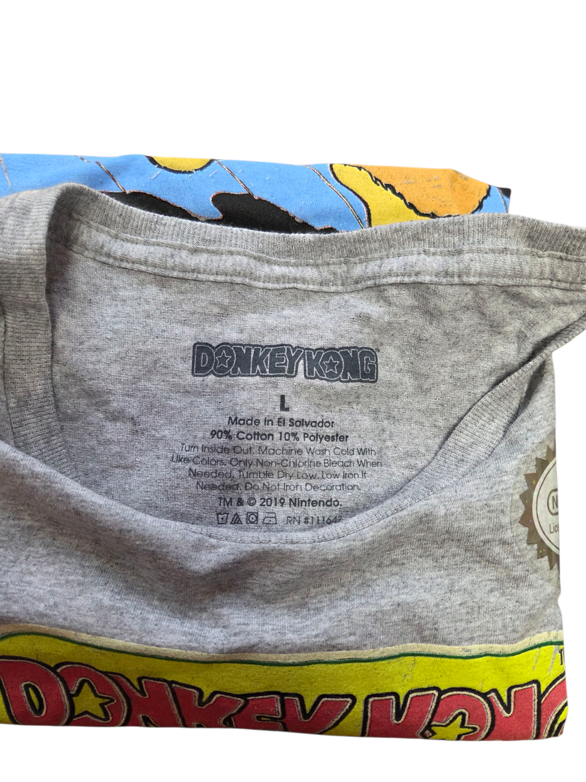 Nintendo Donkey Kong Retro Style Arcade Logo Light Gray T Shirt Size Large image 3