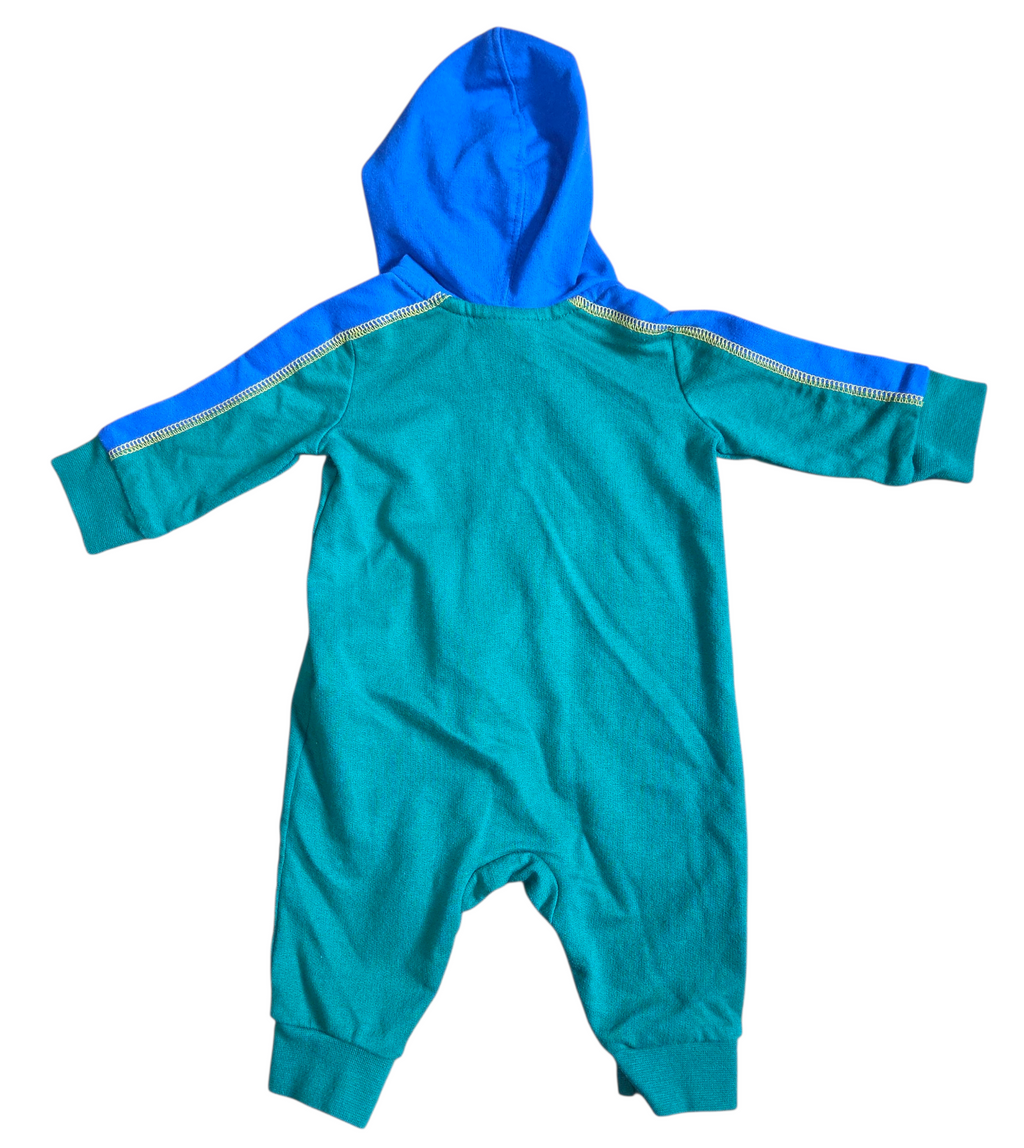 Nike Baby Boy Hooded Green/Blue Full Zip Coverall 3 Months image 2