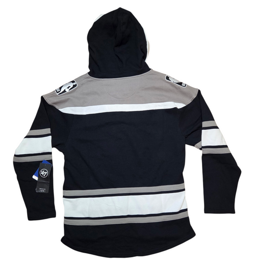 '47 Brand NBA Basketball Lacer Hood Pullover Sweatshirt White/Black/Tan Medium image 2