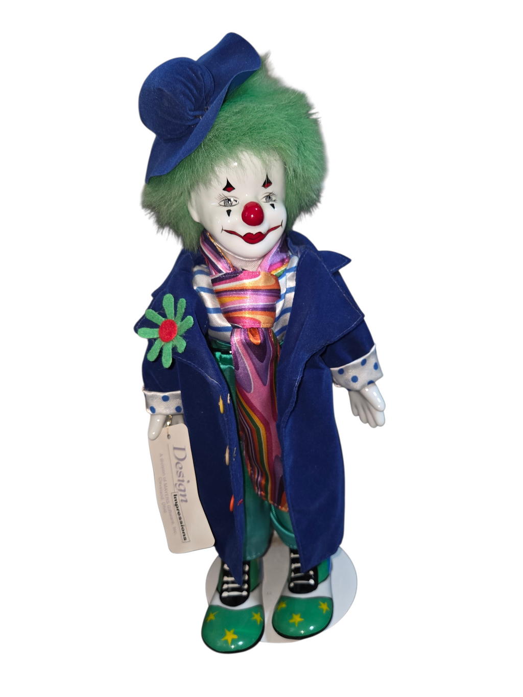 Vintage Design Impressions Bendable Clown Green Hair Porcelain Face Hands Feet