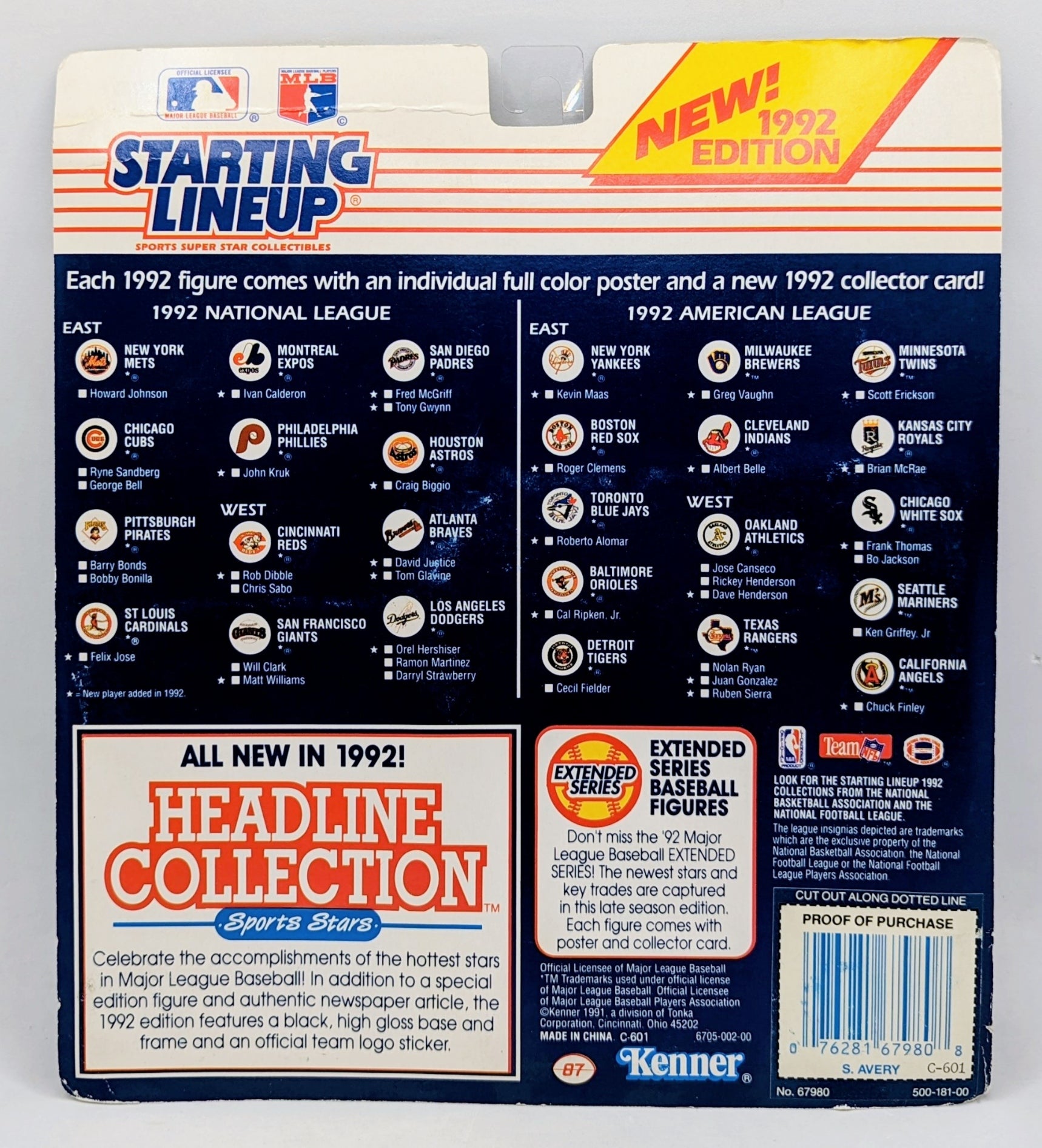 1994 Kenner Starting Lineup Steve Avery Atlanta Braves MLB Figure image 2