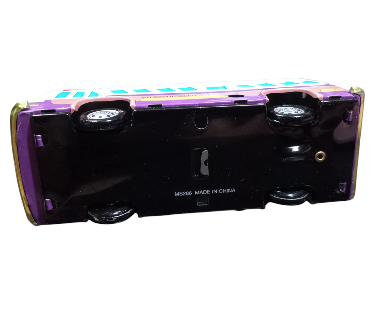 Retro Tin Wind Up Air Conditioned Sight Seeing Bus Tin Toy Bus image 5