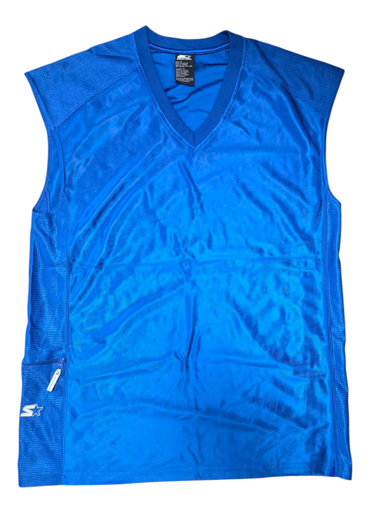 Y2K Starter Activewear Tank Top Basketball Jersey w/ Pocket Olympian Blue Medium