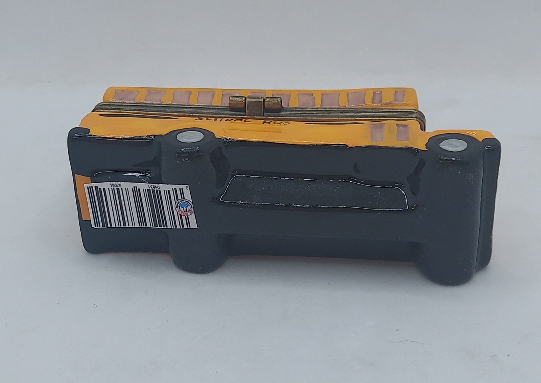 Yellow Ceramic School Bus Trinket Hinged Treasure Box image 3