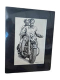 1989 Robert Jones Signed 1952 Harley Davidson Hydra-Glide Ad Stippling Art - DT