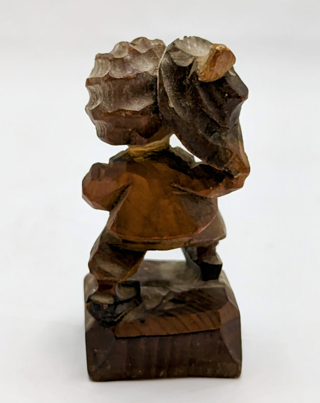 Vintage Anri Style Boy with Hat Figurine Hand Carved Wood Folk Art Sculpture image 2