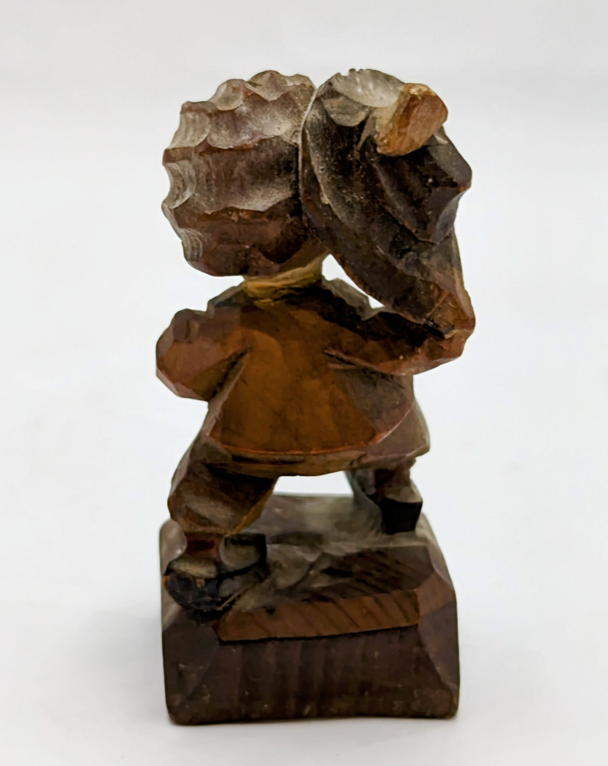 Vintage Anri Style Boy with Hat Figurine Hand Carved Wood Folk Art Sculpture image 2