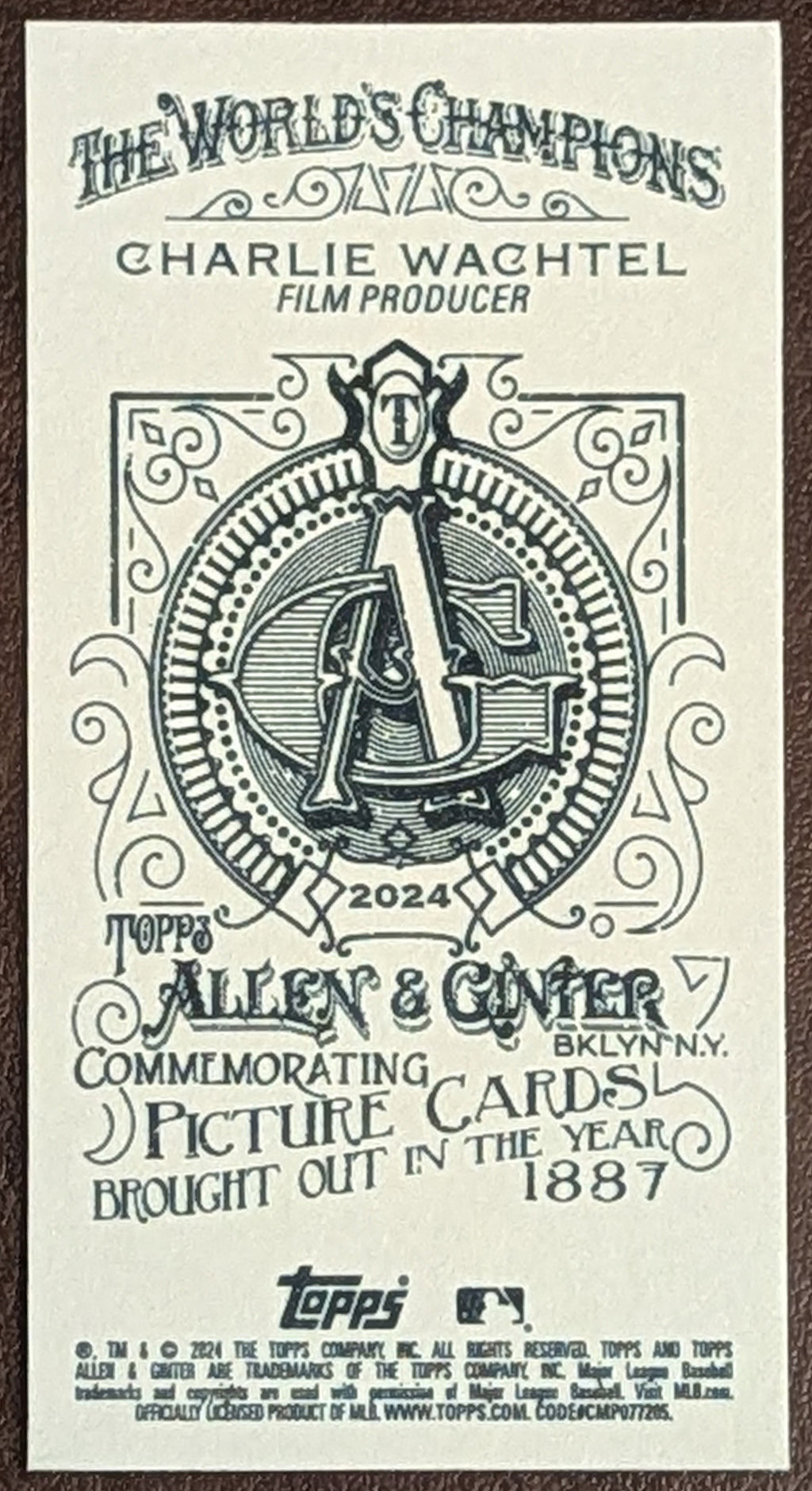 2024 Topps Allen & Ginter Charlie Wachtel No Number Mini SSP /50 Film Producer image 2