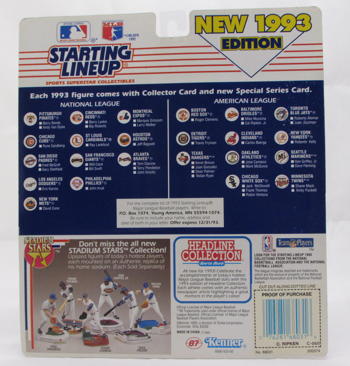 1993 Starting Lineup Cal Ripken Jr Baltimore Orioles Baseball Figure image 2