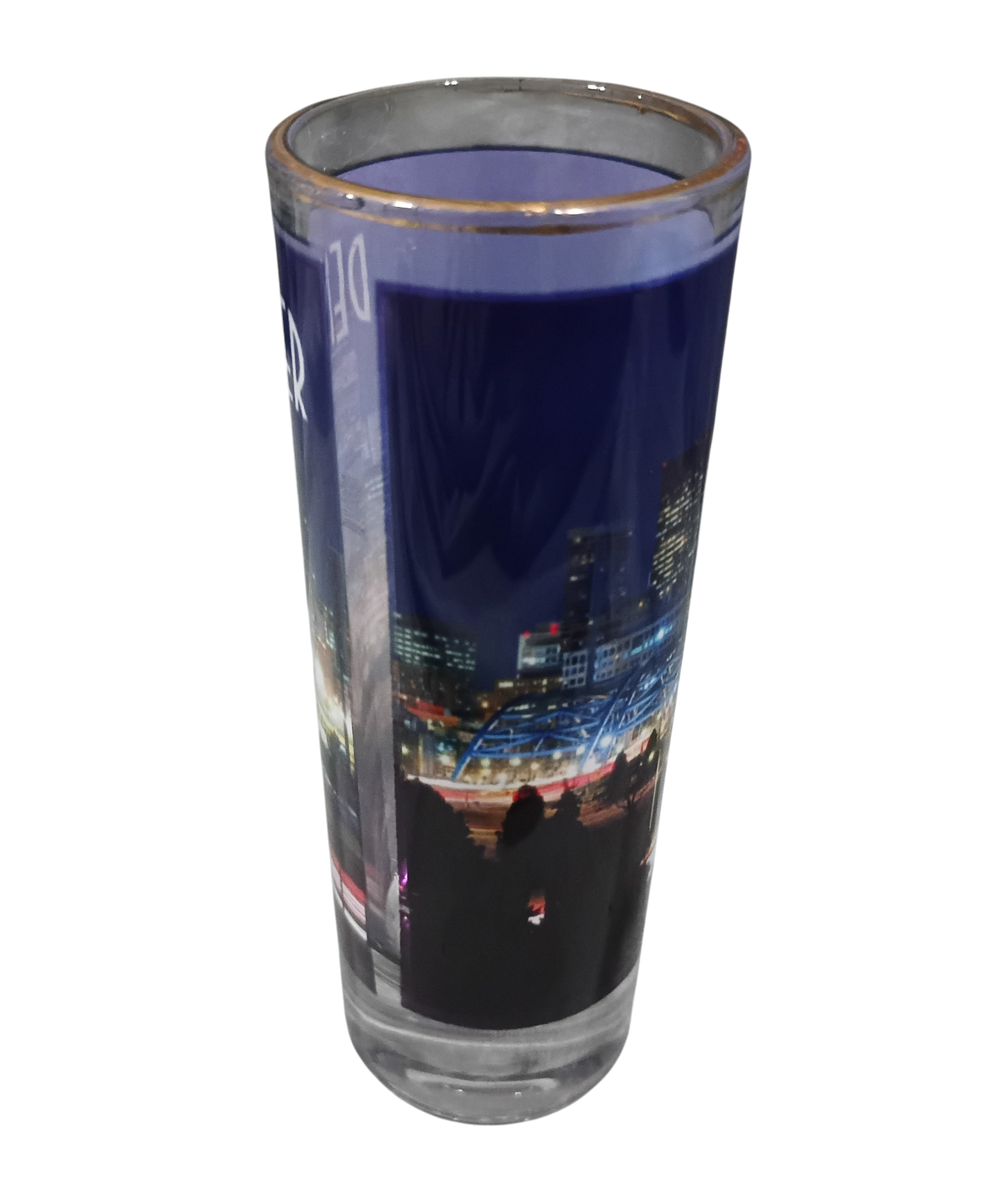 Vintage Denver Colorado Gold Rimmed Tall Shot Glass USA Made image 3