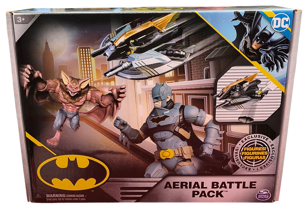 Spin Master DC Batman Aerial Battle Pack w/ Batman, Man Bat 4" Figures & Batwing