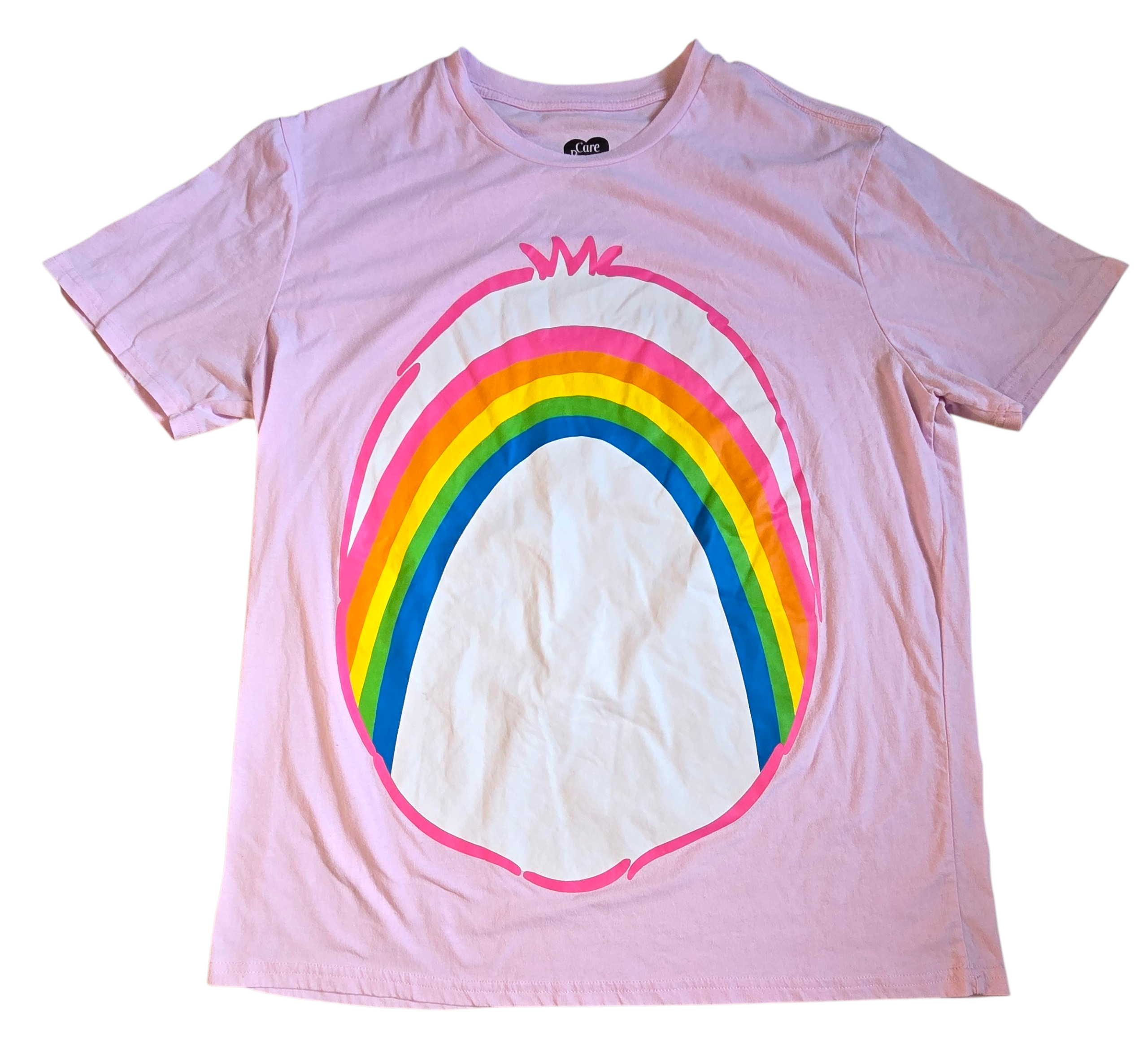 Care Bears Cheer Bear Belly Badge Graphic Rainbow Cosplay T-Shirt XL