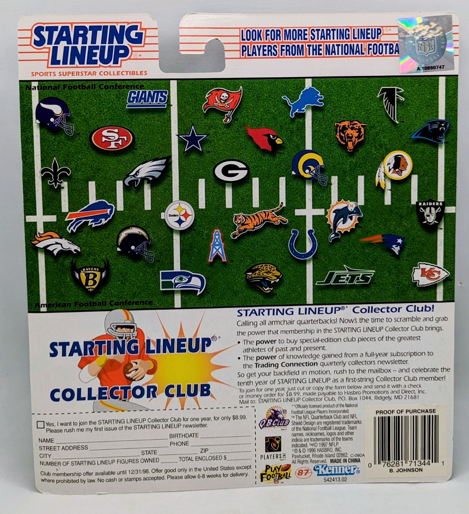 1997 Starting Lineup Brad Johnson Minnesota Vikings Football Figure image 2