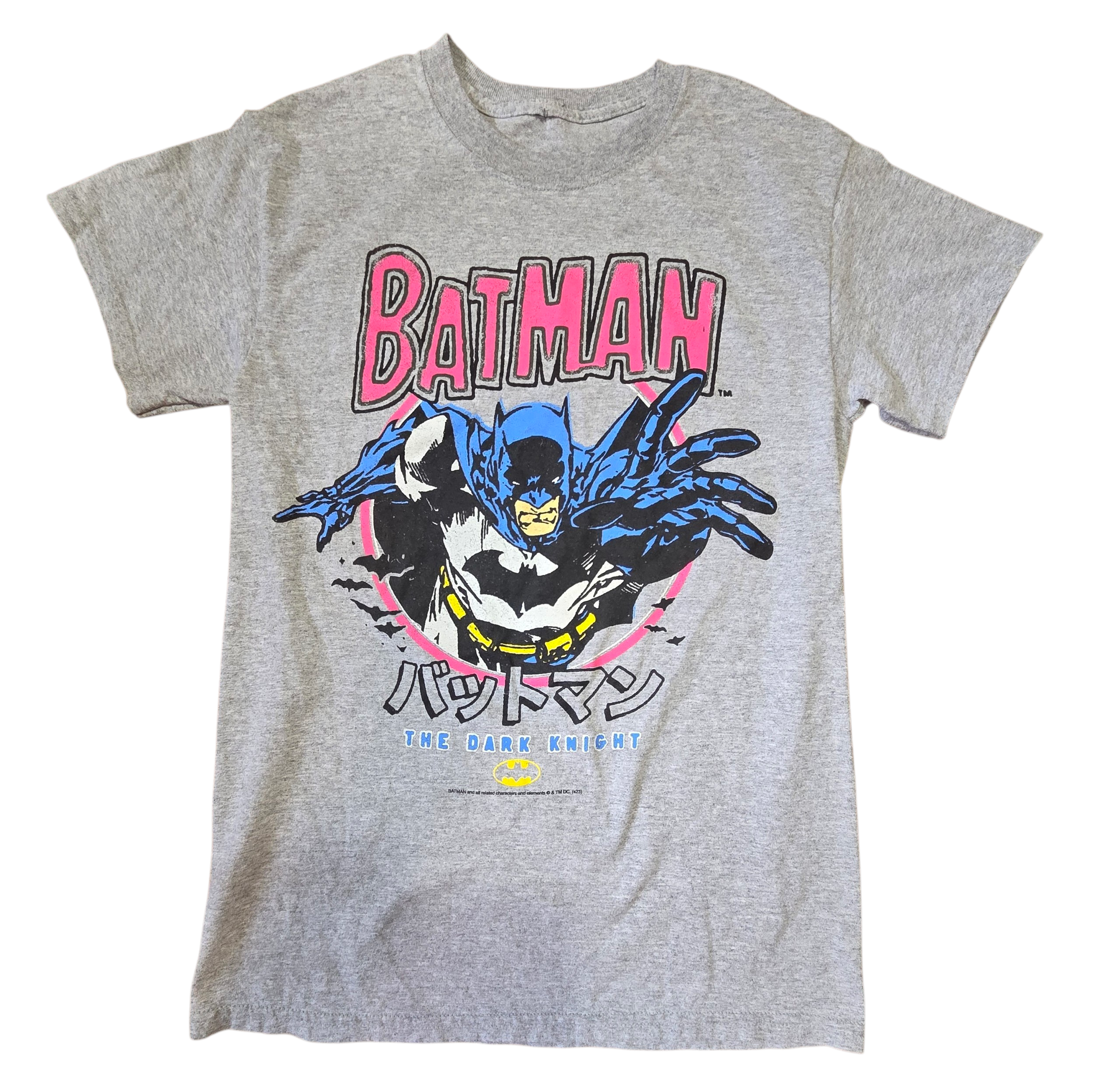 DC Comics Batman The Dark Knight Kanji Japanese Hero Grey T-Shirt Size Medium