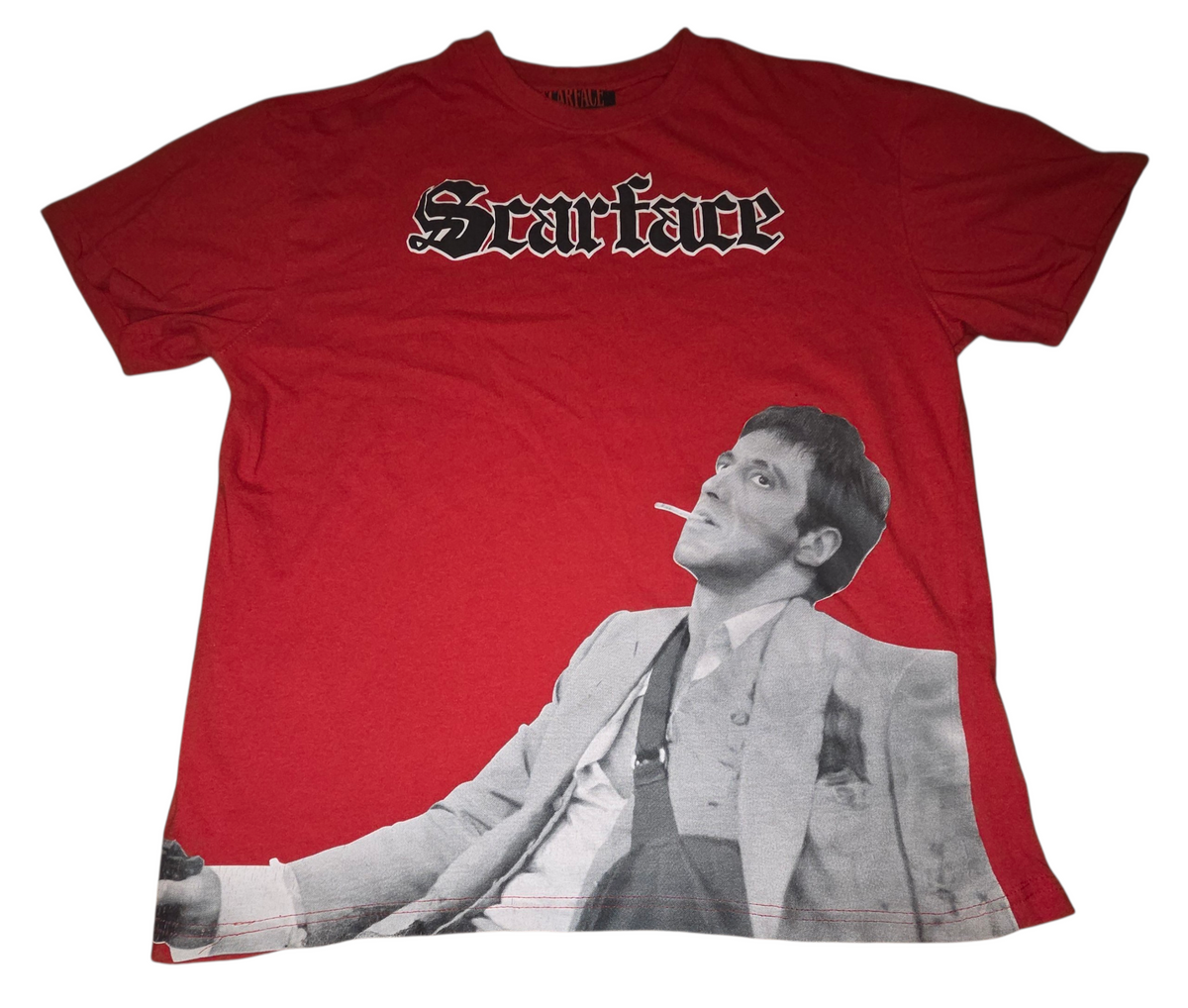 Reason Scarface Movie Old English Tony Montana Red Graphic T-Shirt Size L