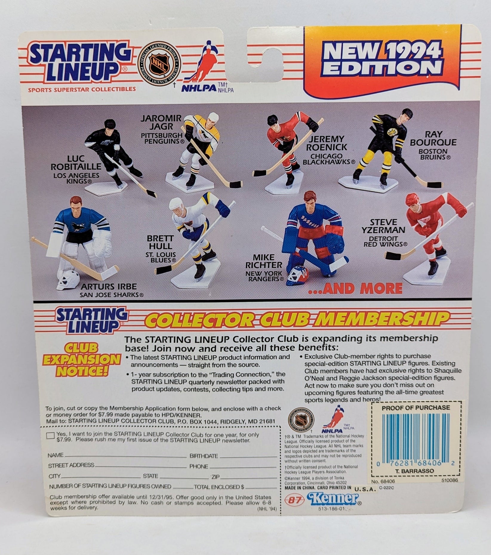 1994 Kenner Starting Lineup Tom Barrasso Pittsburgh Penguins Hockey NHL Figure image 2