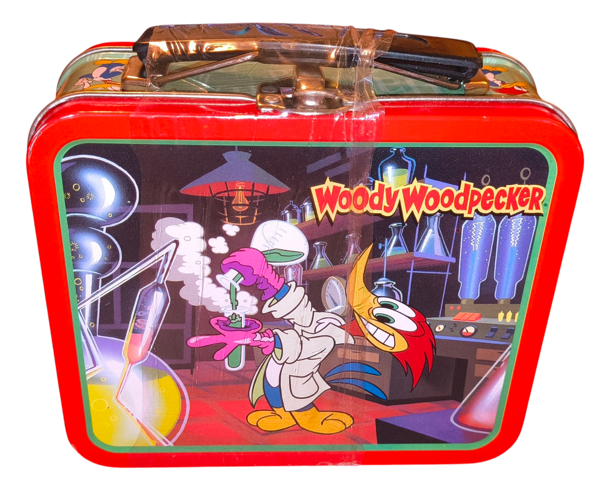1997 Woody Woodpecker Mini Lunchbox Tin Box Mad Scientist - Sealed