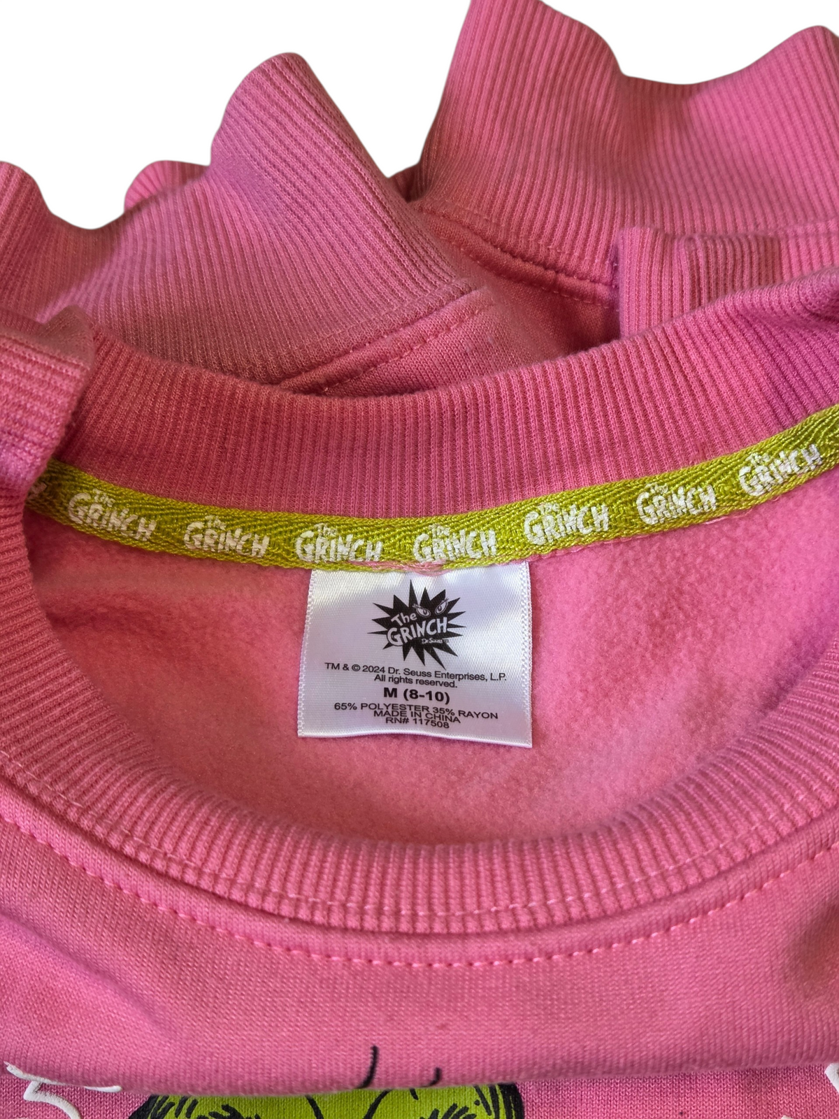 Dr. Seuss How The Grinch Stole Christmas Double Sided Pink Sweatshirt Medium image 3
