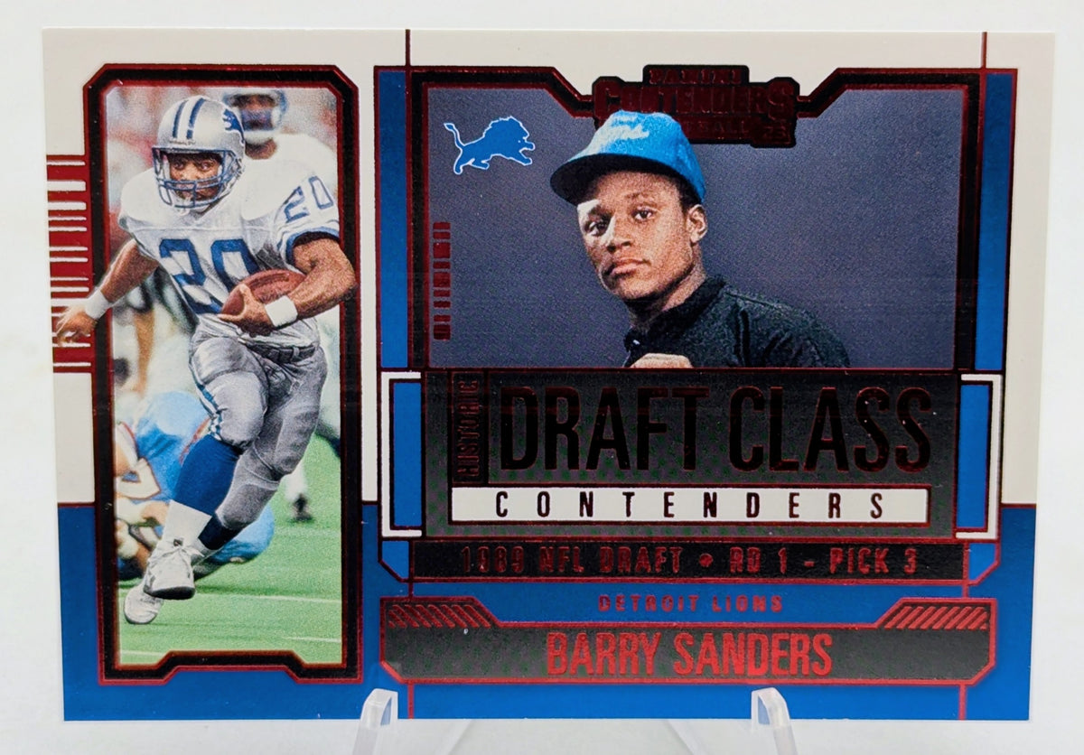 2023 Panini Contenders Barry Sanders Historic Draft Class Lions Red Parallel